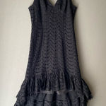 Bardot  sz 4 Black Lace Ruffle Tiered Spaghetti Strap Dress Cocktail Witchy Goth Photo 0