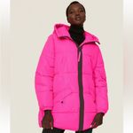 OOF Pink Puffer Coat Hooded Neon Ski Snowboard Puffy Coat Bright Neon IT46 10 Photo 3