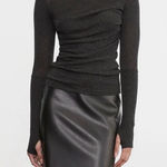 Enza Costa KNEE LENGTH LEATHER SKIRT, size S/1 Black Photo 0
