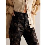 Free People NWT Jayde Black Tie Printed Metallic Black Flare Jeans Photo 3