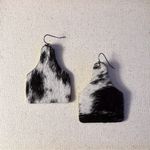 Cowhide Ear Tag Earrings Leather Earrings Photo 0
