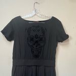 Motel Rocks Black Gothic Skull Pleated Maxi Dress Alt Dark Academia |  Photo 4