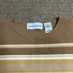 Vintage Alfred Dunner Medium Earth Tones Striped Knit Short Sleeve Shirt Brown Photo 4