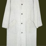 Linen Cotton Maxi Duster Coat • Fiji Made • Button Front Minimalist Jacket L Gray Size L Photo 3