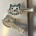 Pair of Jeweled Silver Blue and Black Kitten Kitty Cat Hair Clips! ➡️MULTIPLE AVAILABLE⬅️ Photo 1