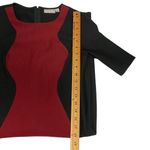 Bisou Bisou  Sz 4 Black Maroon Career Formal Dress Sheath Short Sleeve Stretch Photo 9