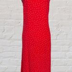 Gap Womens Small Red White Polka Dot V-Neck Spaghetti Strap Tie Back Midi Dress Photo 0