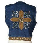 Western Blue Vest Size Medium Studded Cropped Sleeveless Cross Cowgirl Rodeo Photo 2