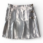 Street Code Y2K Silver Metallic Mini Kilt Skirt size Small Photo 0