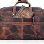 24" Duffel Vintage Classic Style with Modern Outlook Retro Thick Full Grain Cowhide Handmade Leather Gym Weekender Overnight Luggage Bag Photo 5
