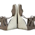 DV Dolce Vita Taupe Suede Manica Lace Up Zip Back Espadrille Wedge 8 M Boho Brown Photo 4
