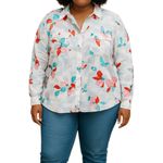 Candie's  Button Down Floral Print White Boho Women's Blouse Size 2X Photo 0