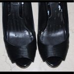 White House | Black Market WHBM | Black Satin Peep Toe Stiletto Photo 3