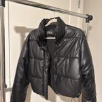 ZARA  Puffer Jacket Black Leather Photo 0