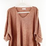 In Loom V Neck Slouchy Crochet 3/4 Cuffed Sleeve Sweater Brown XS / S Photo 9