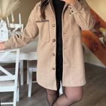 ZARA  NWT beige tan oversized button front stitched shacket Photo 9