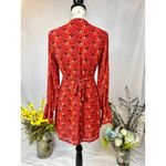 One Way  Wrap Around Paisley Mini Dress Long Sleeves Red/Orange 12 Photo 9