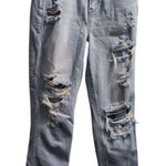 American Eagle Light Wash Distressed High Rise Mom Jeans Ripped Denim Size 2 Photo 0
