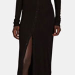 ENZA COSTA Silk Rib Knit Cardigan Midi Dress Medium Black Photo 0