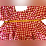 Entro  Women’s Size Large Pink & White Gingham Babydoll Top with Square Neck Photo 2