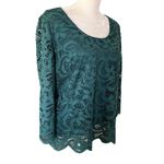Nanette Lepore Lace Top Night Garden Green Large Scalloped Hem Photo 2