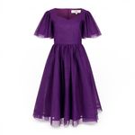 NWT JessaKae Nora Purple Midi Dress Sz XXL Sweetheart Flutter Sleeve Fit & Flare Photo 1
