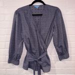 Draper James  Embroidered Dot Chambray Wrap Top Photo 9