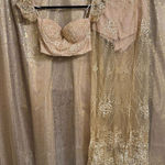 BLITHE Skirt Shorts Top Set Nude Sparkly Gold Glittery Mesh Girly Outfit XS/S Photo 0