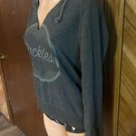 Young & reckless  Women’s Large Dark Gray Jersey Knit V-Neck Hoodie Photo 2