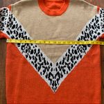 SheIn Girls Leopard Pattern Colorblock Drop Shoulder orange Sweater Photo 1