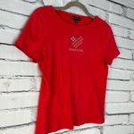 Carolyn Taylor Red Fitted Short Sleeve T-Shirt Freedom Heart Graphic Top SZ M Photo 2