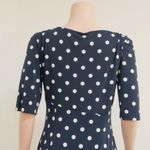 Connected Apparel CONNECTED Apperal Lisa Navy Blue & White Polka Dot Faux Wrap Dress Size: 12 Photo 6