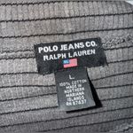 Ralph Lauren Vintage Polo Jeans Mockneck Long Sleeve Gray Black Striped Large Photo 3