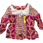 NEW Bila Women's L Large Semi Sheer Peasant‎ Babydoll Top Hippie Shirt NWT Red Photo 0