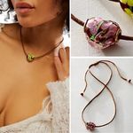 Free People Sinatra Choker in Tan Taupe Bohemian Glass Pendant Necklace NWT NEW Photo 1