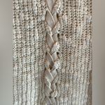 Long Nubby Knit Open Laced Back Cream Cardigan Sweater size Medium Photo 3