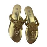 Fashion Tradition Women's Gold Thong Sandals Size 8 Photo 0