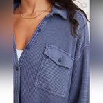 Aerie  Deep Blue LumberJane Waffle Knit Button Up Tunic Shirt Jacket - size L Photo 12