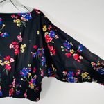Anthropologie NEW Maeve Boatneck Puff Long Sleeve Floral Print Blouse Black Med Photo 12