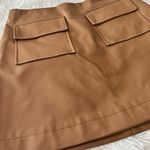 Olivaceous  Faux Leather Mini Skirt – Camel Tan Utility Pockets Photo 4