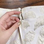 Tibi • gold metallic floral skirt mini rose print cream lamé foil brocade pleat Photo 9