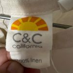 C&C California  100% Linen Top | Boho Striped Trim Button-Back Blouse | Size M Photo 5