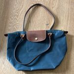 Longchamp Elegant Blue and Brown Tote Bag Photo 0