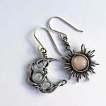 Boho Opal Sun and Moon Drop Dangle Earrings Moonstone Photo 1