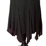 Vtg.SL Fashions Black Flutter Sleeve witchy gothic hem deep V back dress SZ. 10 Photo 5