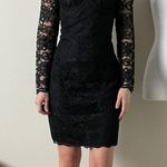 vintage 80s black sheer lace bustier long sleeve pencil mini dress Size M Photo 1