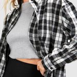Boohoo Black/White Flannel Oversized Shirt, Size XL New w/Tag Photo 2