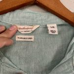 Weatherproof 🦋 Vintage Linen Short Sleeve Button Down Tie Front Shirt Blouse L Photo 6