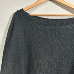 Lulus  Black Metallic Sparkle Sweater Wide Neck Knit Top NWT Fancy Large Holiday Photo 3