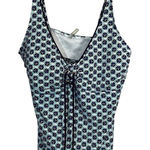 Lands' End  Women's Tankini Top Size 12 Blue Geometric Print Photo 0